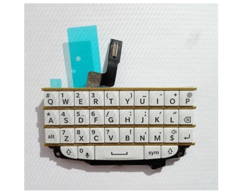 Клавиатура английская бело-золотая BlackBerry Q10