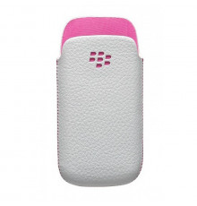 Чехол кожаный белый с розовым BlackBerry 9100/9105 Pearl